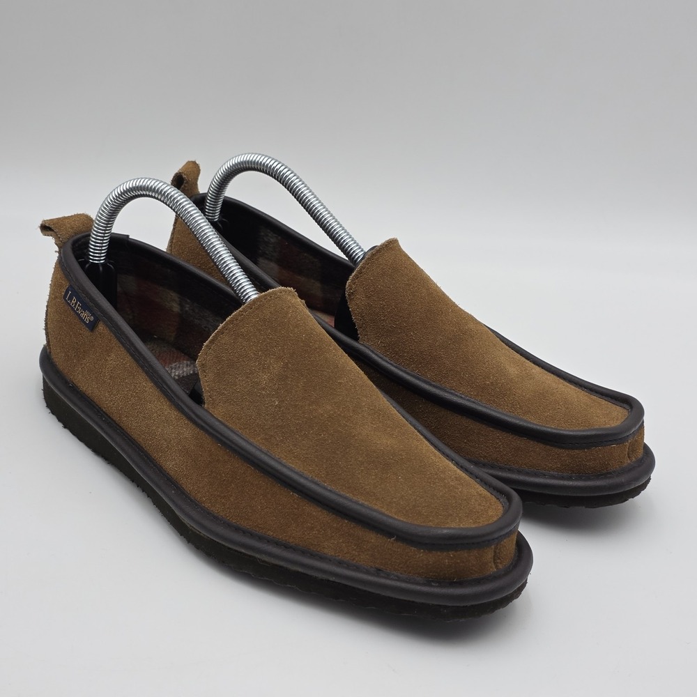 LB EVANS Vernan Moc Toe Slipper House Shoe Mens Size 8.5 M Suede Leather‎ Trim